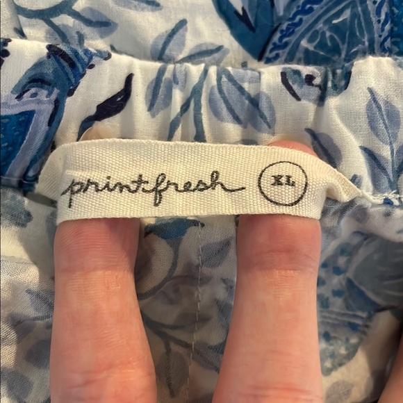 Printfresh Flamenco Shirt Shorts PJ Pajama Set Cotton Blue White Elephant XL - Picture 4 of 16